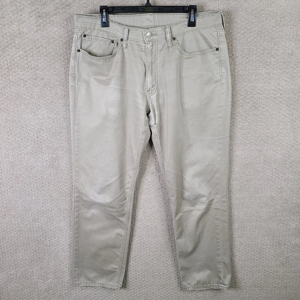 Levis Jeans Mens 34x30 (36x30) Beige 541‎ Straight Distressed Zip Fly Stretch